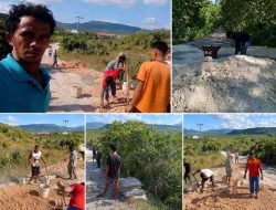 Warga Buton Selatan Perbaiki Jalan Rusak Secara Swadaya, Soroti Minimnya Respons Pemerintah.